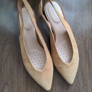 Geox tan suede slingback flats